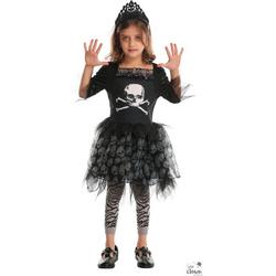 Halloween Meisjes Verkleedjurkje Doodshoofdjes 3-delig Maat 120-130